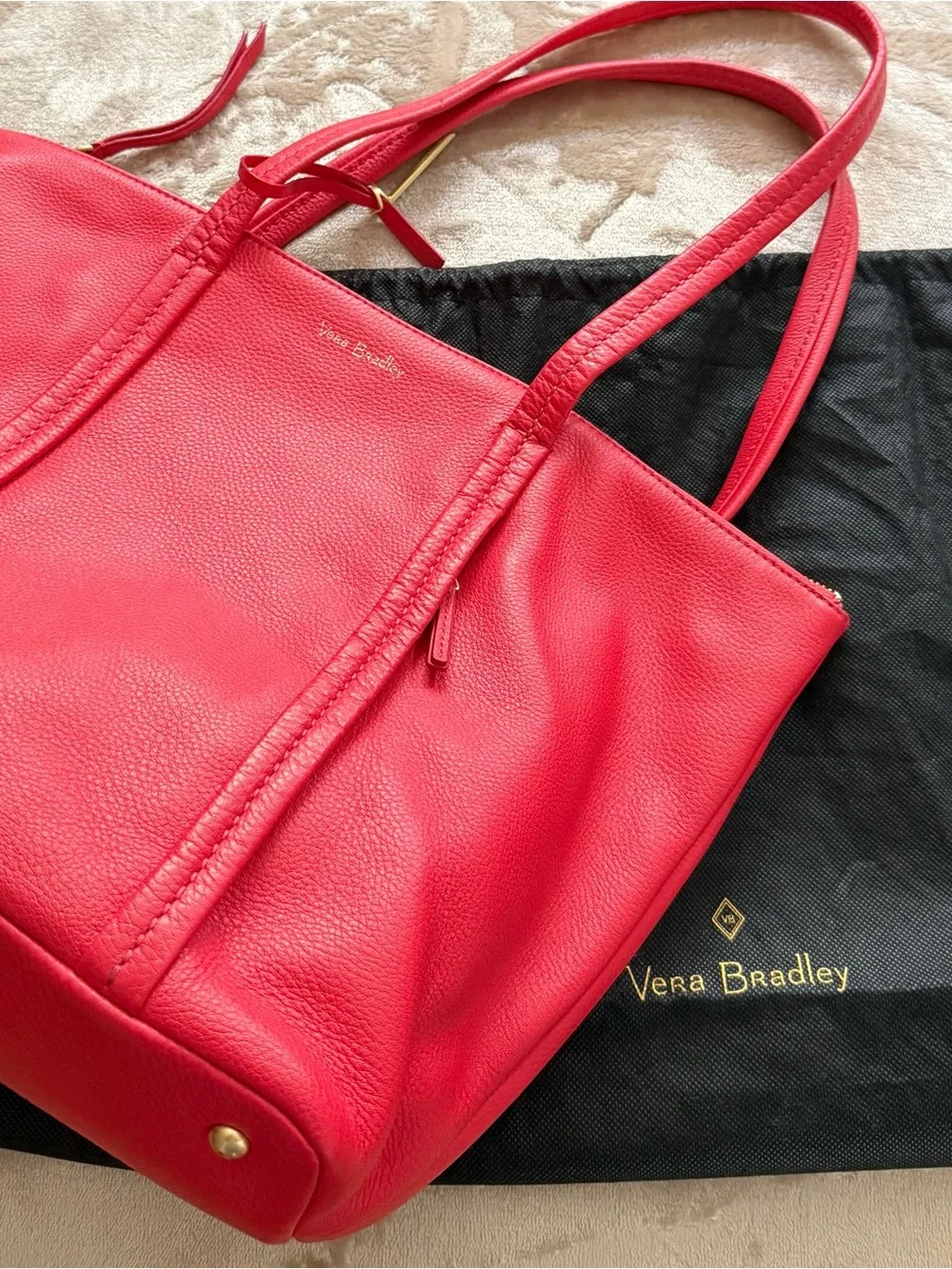 Vera Bradley Red Pebbled Leather Tote